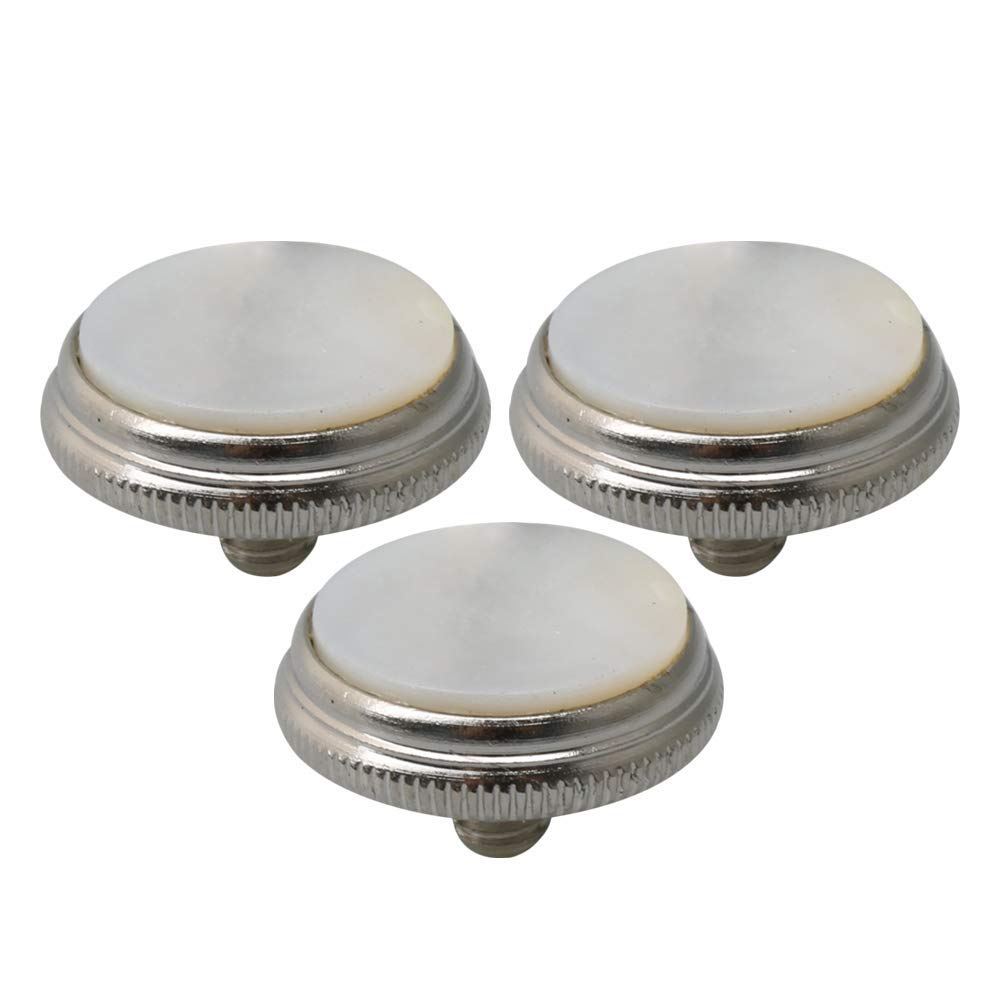 Liyafy 3Pcs Trumpet Valve Finger Buttons Musical Instruments Accessories Silver With White Shell Inlay