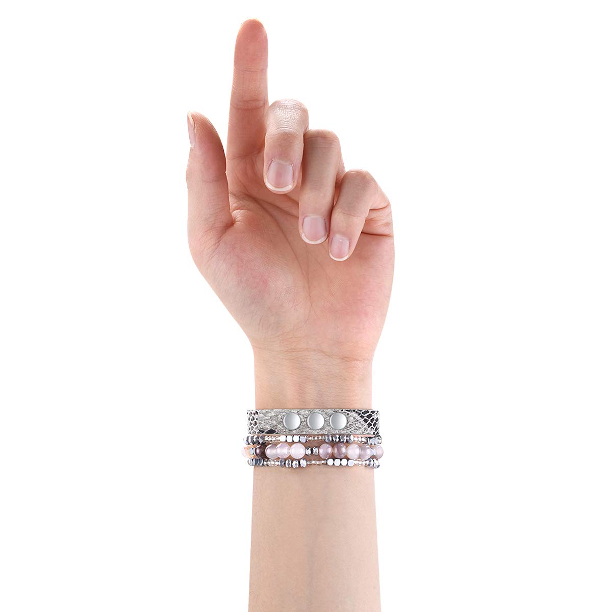 Fastgo Bracelet Band Leather Compatible With Apple Watch 42Mm 44Mm 45Mm 49Mm Series6 , Snakeskin Elastic Beaded Animal Print Str