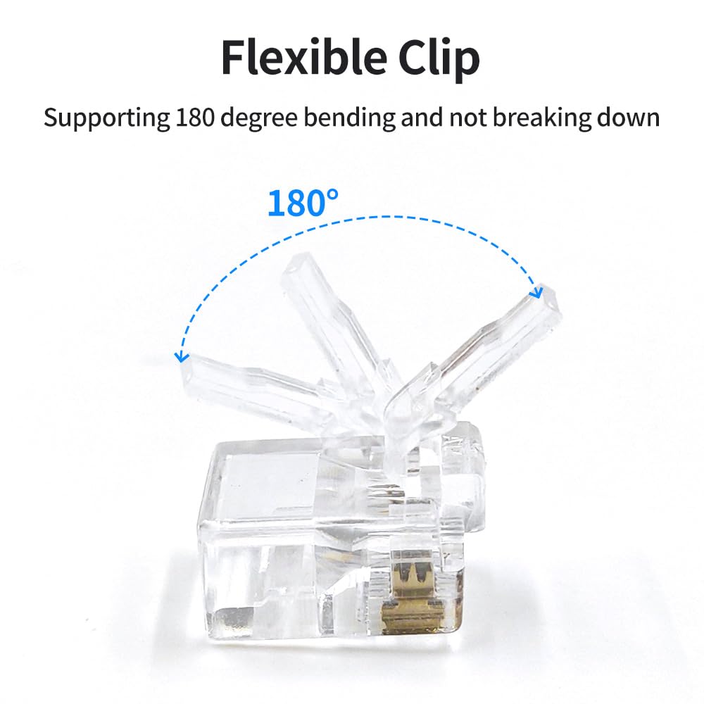 Xanham Rj11 6P4C Pass Through Connectors(50 Pieces Pack) Telephone Line Cable Wire Male Plug, Av00502