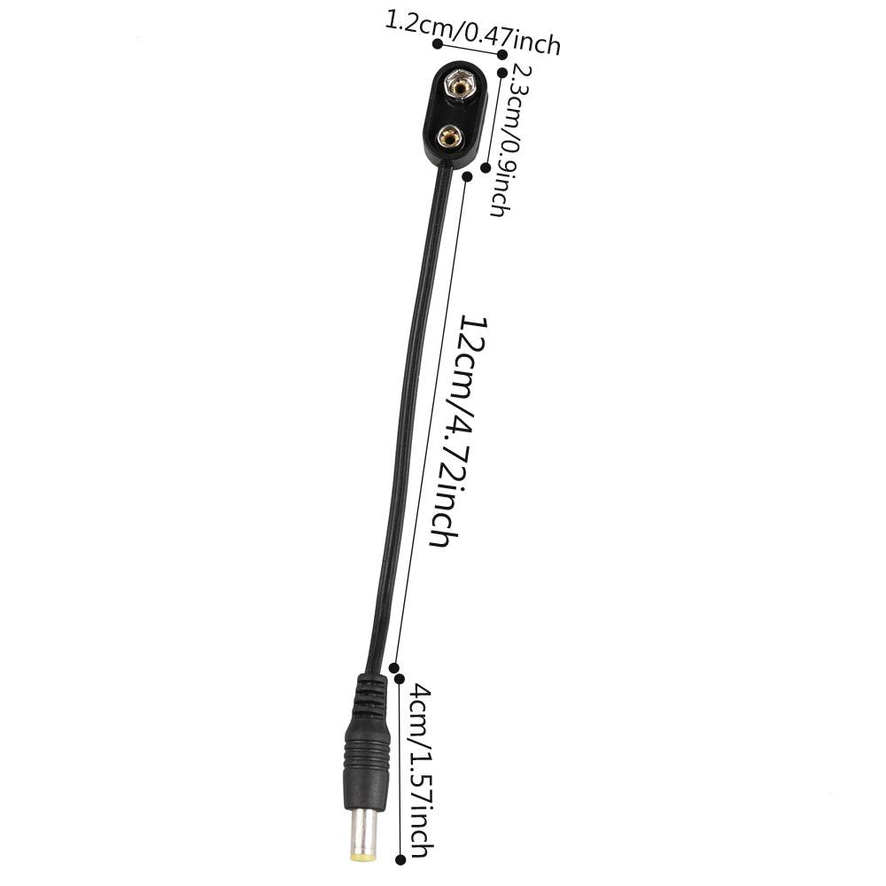 Mr.Power 9V Battery Clip Converter Power Cable Snap Connector 2.1Mm 5.5Mm Plug For Guitar Effect Pedal (Straight Angle, 2 Cable)