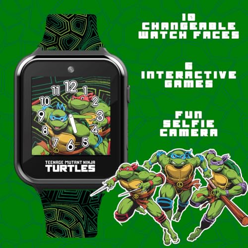 Accutime Teenage Mutant Ninja Turtles Kids Smart Watch With Selfie Camera, Video Recorder, Games, Stopwatch, Alarm, Calculator,