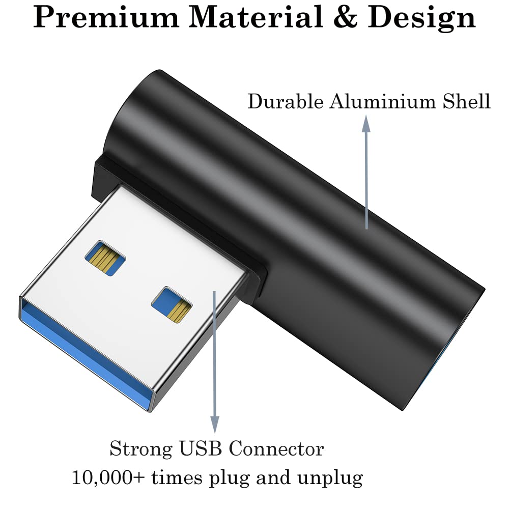 Auvipal 90 Degree Usb 3.1 Adapter (2 Pack), Right And Left Angle Usb A Male To Female Connector Extender For Pc, Laptop, Usb A C