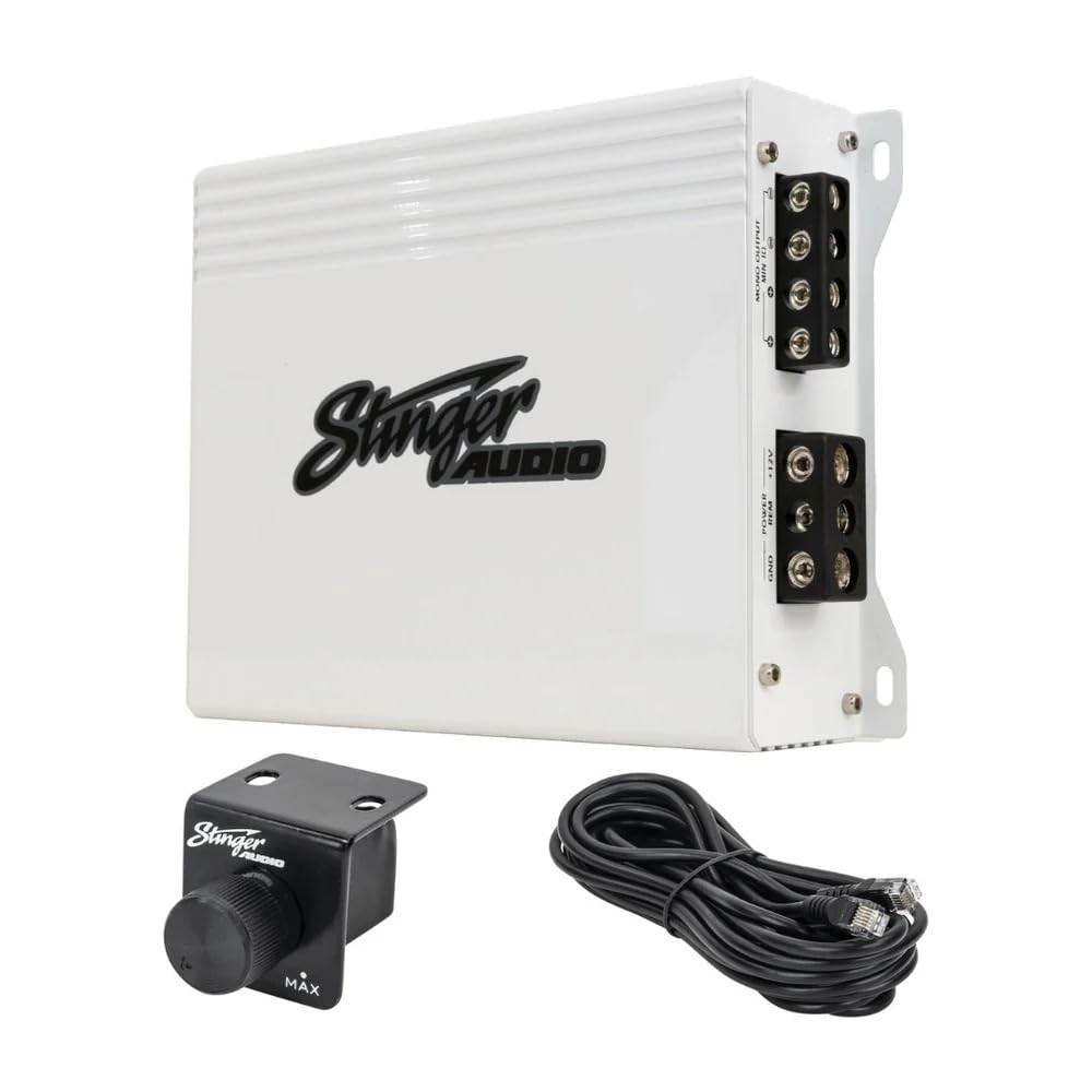 Stinger Audio Mt-1000.1M 1000 Watt Rms 1-Channel Monoblock Marine Audio Subwoofer Amplifier, Class D, Water-Resistant, Mosfet, R