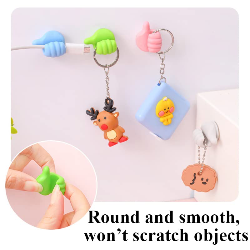 32 Pcs Self Adhesive Thumb Hooks, Waterproof Cable Holder Wire Cord Clip Management, Cute Thumb Cord Holder For Desk, Wall, Key