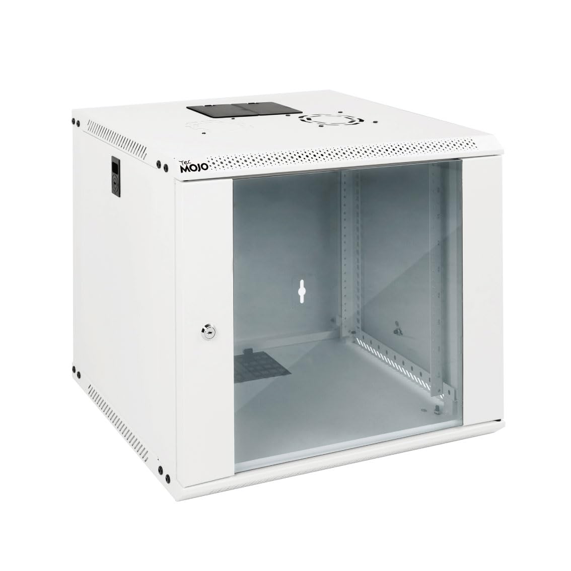 Tecmojo 9U Wall Mount Rack Network Cabinet For 19'' It Equipment,With Lockable Glass Door And Side Panels,Cooling Fan,17.7Inch D