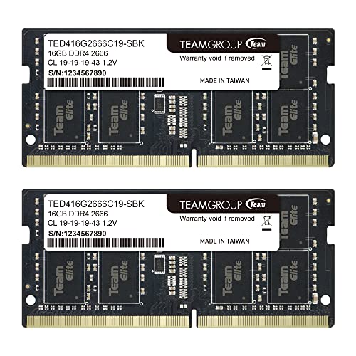 Teamgroup Elite Ddr4 32Gb Kit (2 X 16Gb) 2666Mhz Pc4-21300 Cl19 Unbuffered Non-Ecc 1.2V Sodimm 260-Pin Laptop Notebook Pc Comput