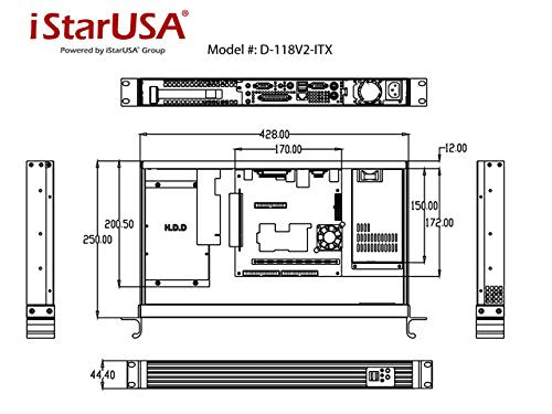 Istarusa D Value D 118V2 Itx 1U Rackmount Mini Itx Server Chassis (Black)