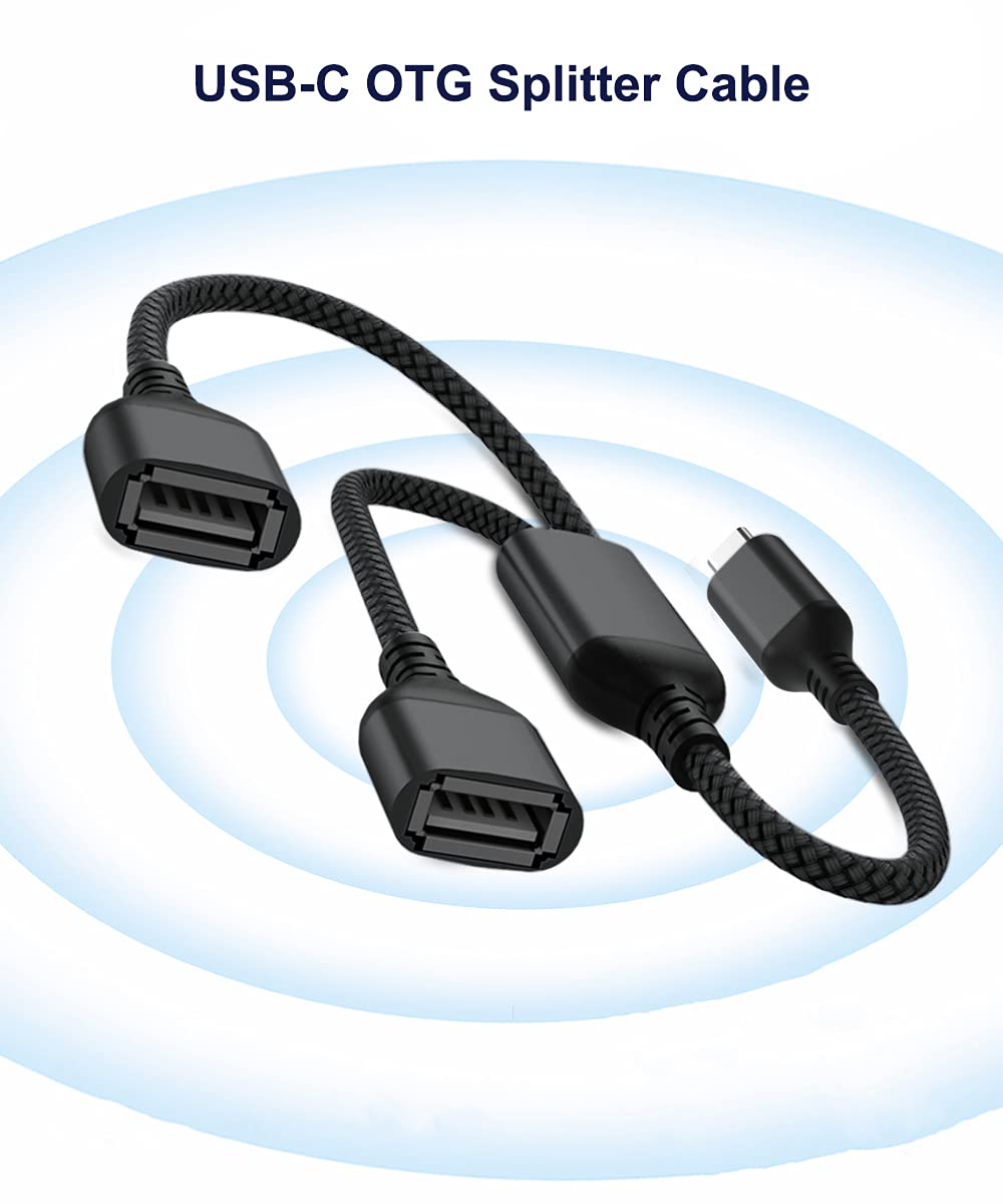 Basesailor Usb C Male To Dual Usb Female Cable Adapter 1Ft,Thunderbolt 3 To Double Type A 2.0 Otg Splitter Cord Converter For Ma