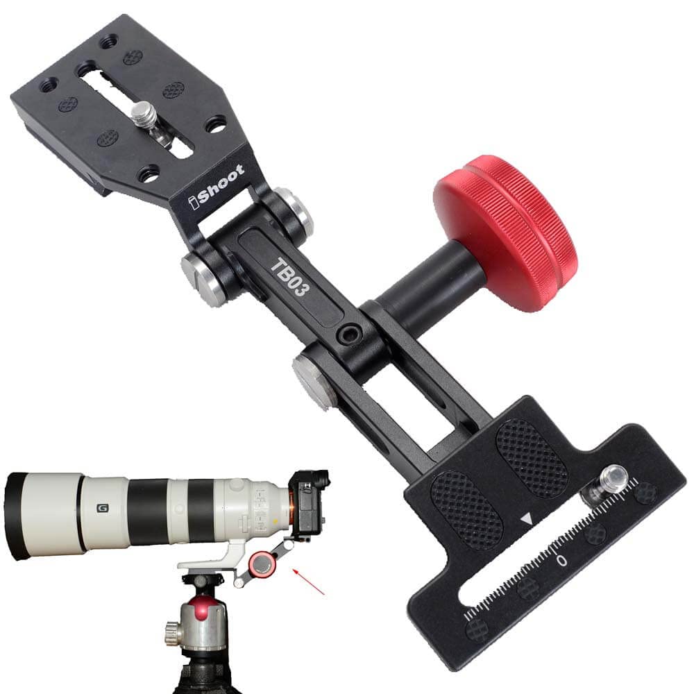 Ishoot Foldable Long Focus Lens Support, Portable Telephoto Lens Bracket, Zoom Lens Stand, 2 In1 Camera Quick Release Plate Comp