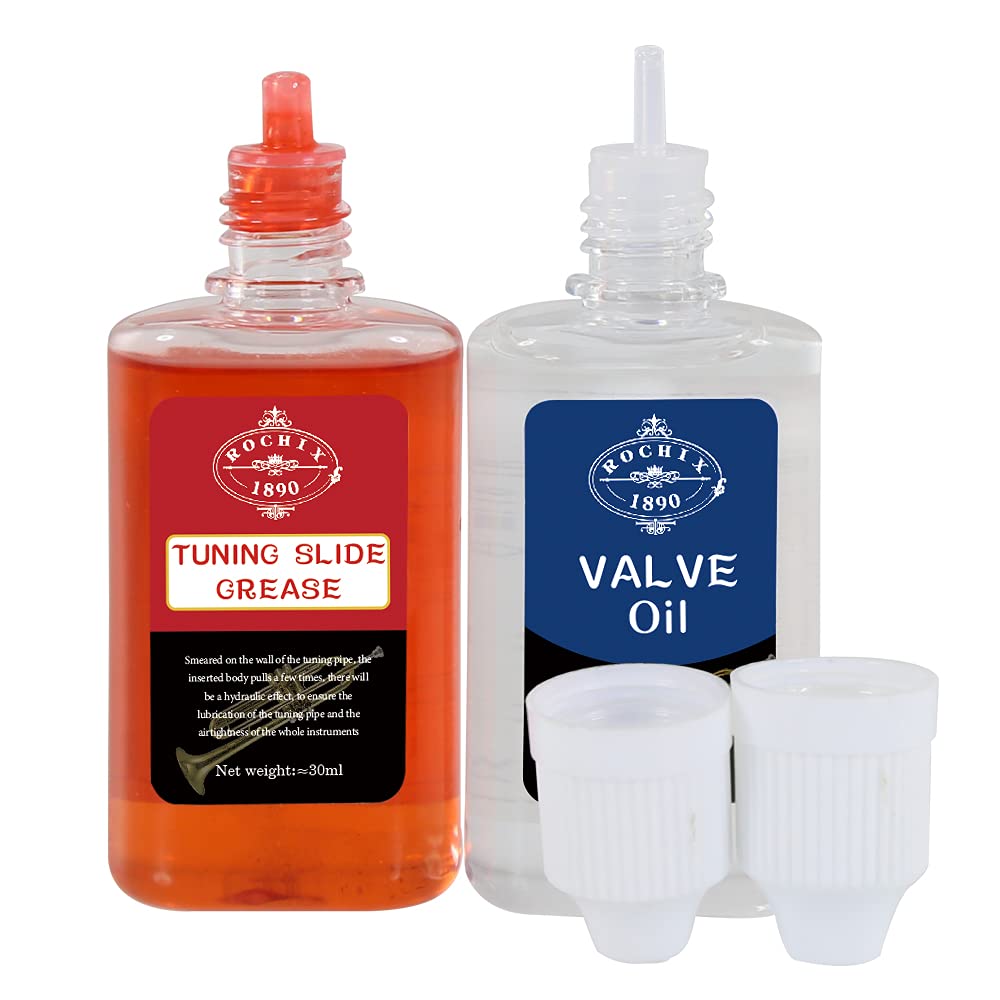 Rochix Synthetic Valve Oil & Tuning Slide Grease For Trumpet,Trombone,French Horn,Tuba,Euphonium And Other Brass Instruments