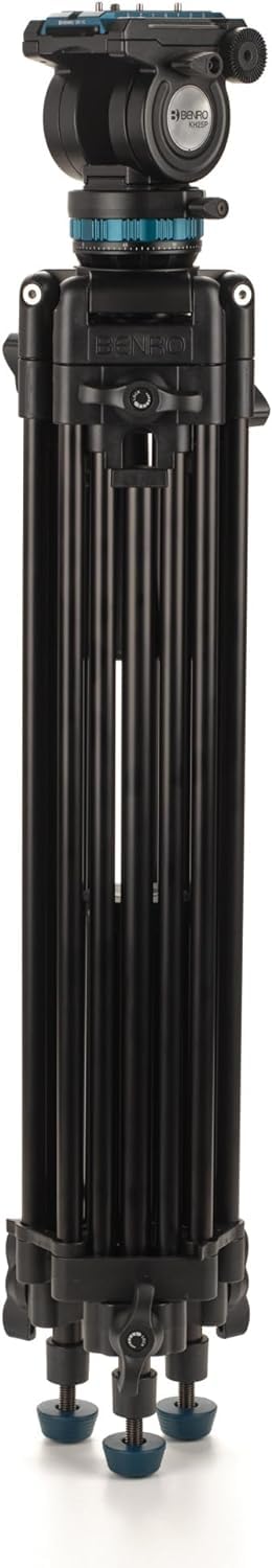 Benro Kh25Pc Video Tripod With Head, 15Lb Payload, Continuous Pan Drag, Anti-Rotation Camera Plate (Kh25Pc)