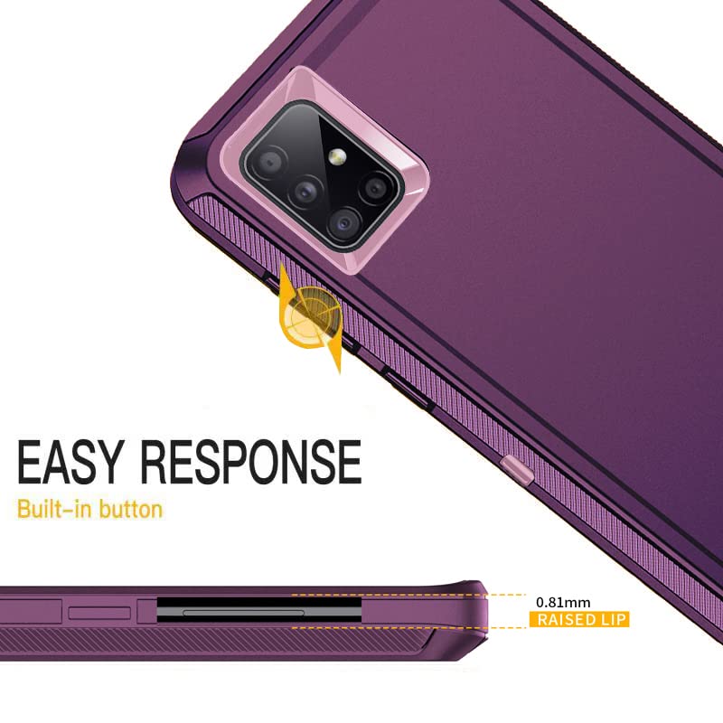 Mieziba Samsung Galaxy A71 5G Phone Case Shockproof Heavy Duty TPU PC Purple Pink