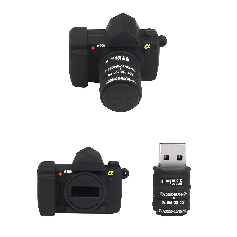 Leizhan Cute Usb Flash Drive 32Gb Camera Shape Thumb Drive Silicone Memeory Stick U Disk For Kids Students Gift Pendrive, Black