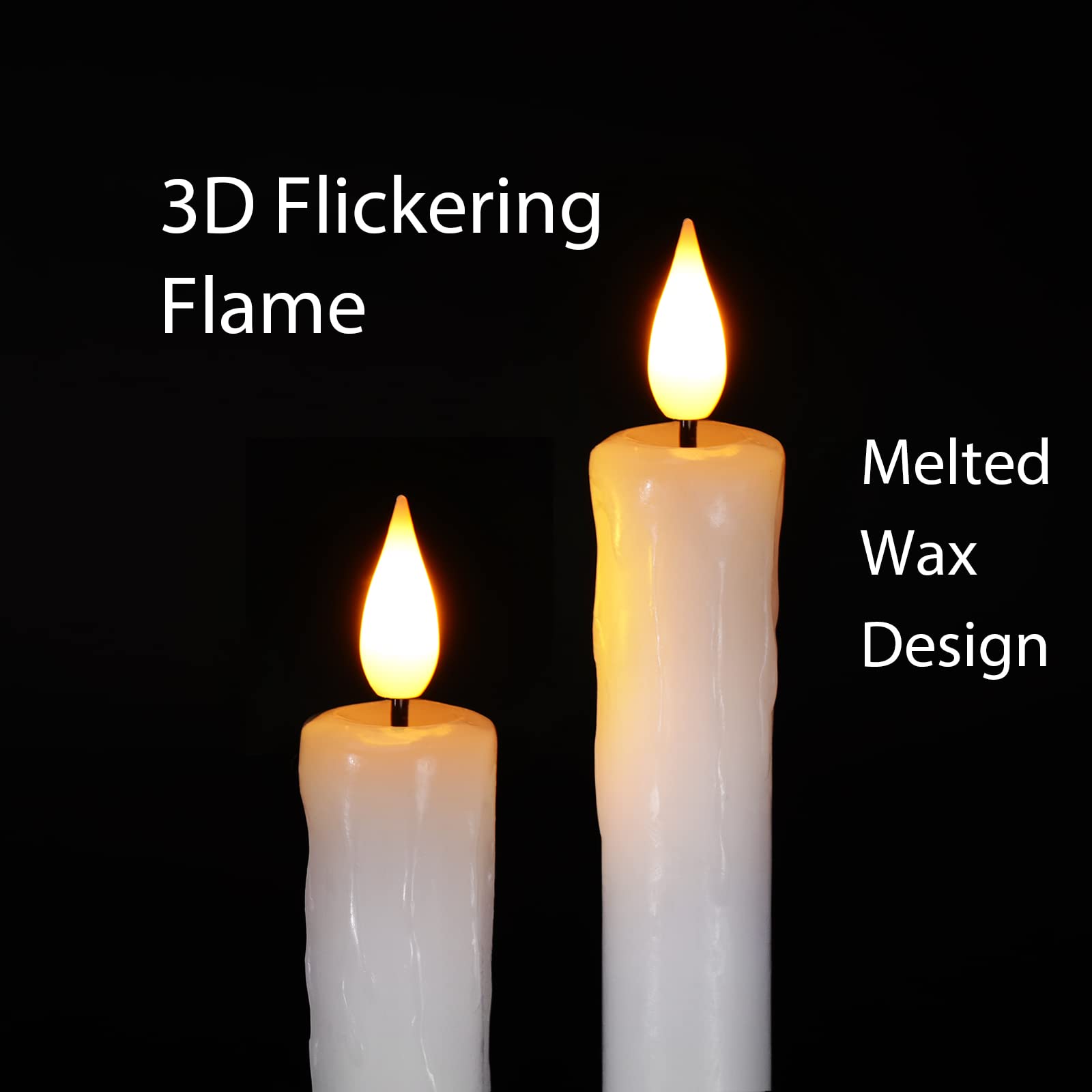 Homemory Real Wax Flameless Taper Candles With Remote Timer, 9.6 Inches White Led Flameless Candlesticks, Dripless Battery Opera