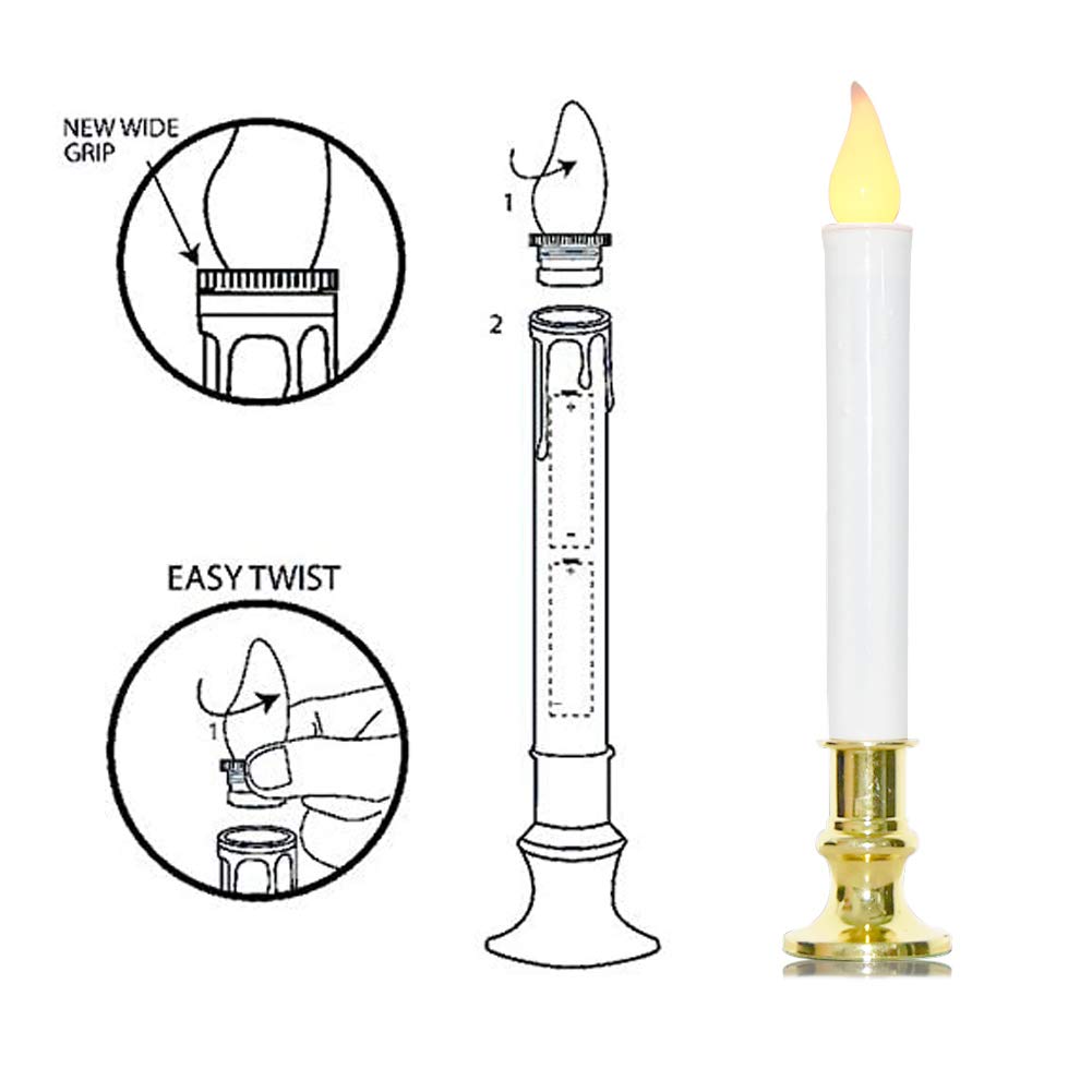 Goothy Christmas Window Candles Lights, Automatic Timer Led Flickering Candles Lights With Gold Base (6/18 Hour Timer), 9'' Led