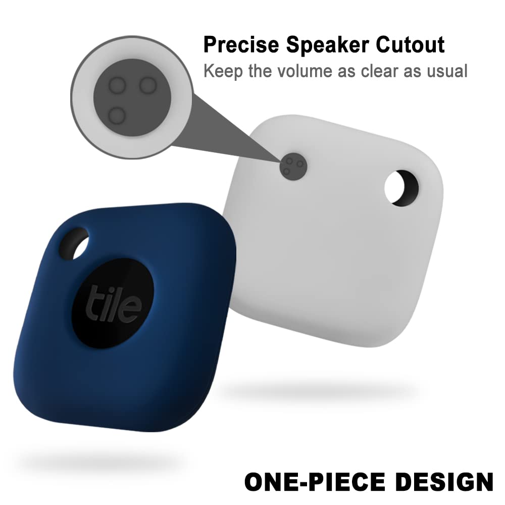 Geiomoo Silicone Case For Tile Mate 2022, Soft Scratch Resistant Cover With Carabiner (2 Pack White+Navy Blue)