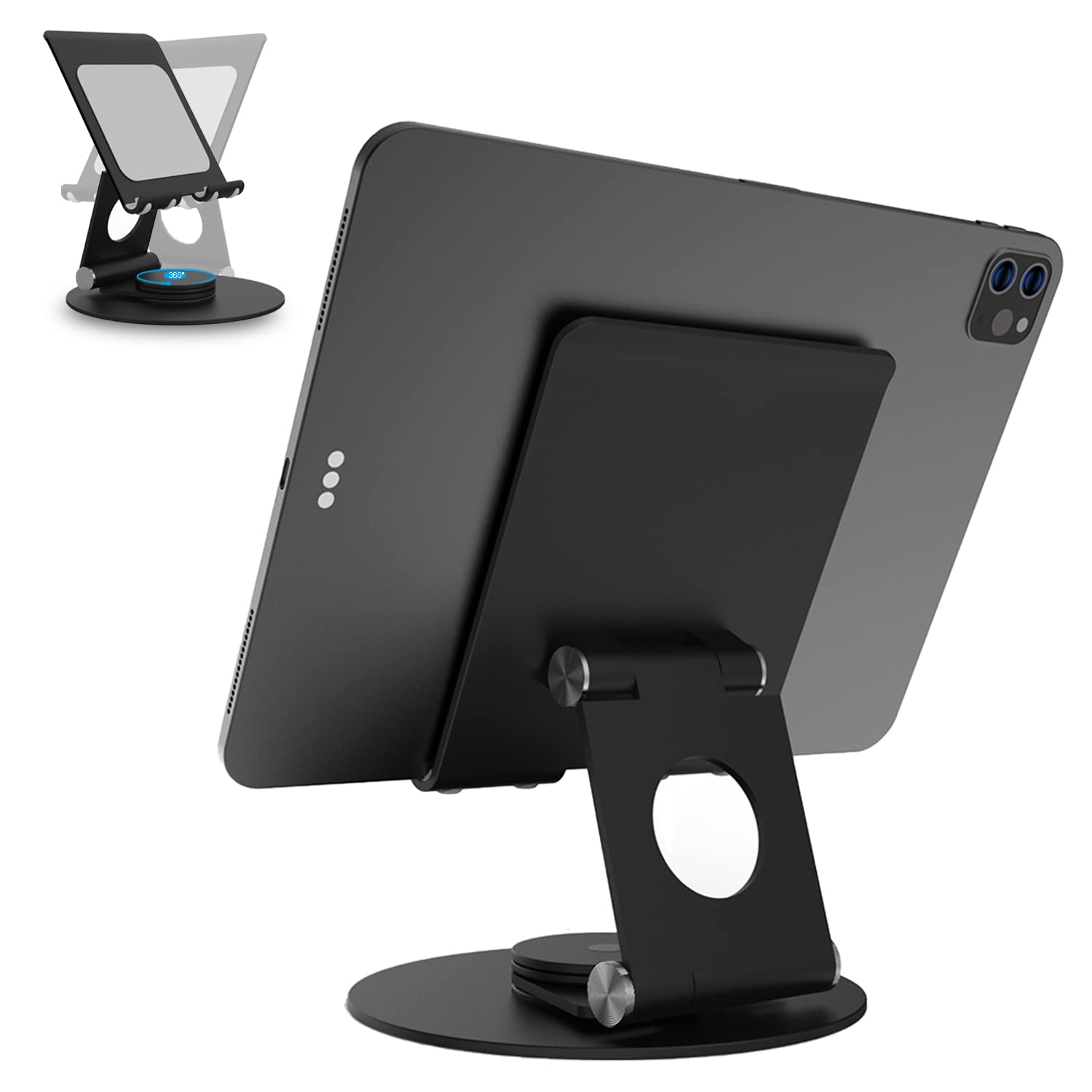 Kabcon Swivel Tablet Stand, Aluminum Portable 360�Rotating Tablet Stand Holder For Desk,Business,Kitchen,Desktop,Tablet Table Stand For Ipad Pro 9.7,10.5,12.9/Air Mini,Tab,Kindle,Nexus,E Reader