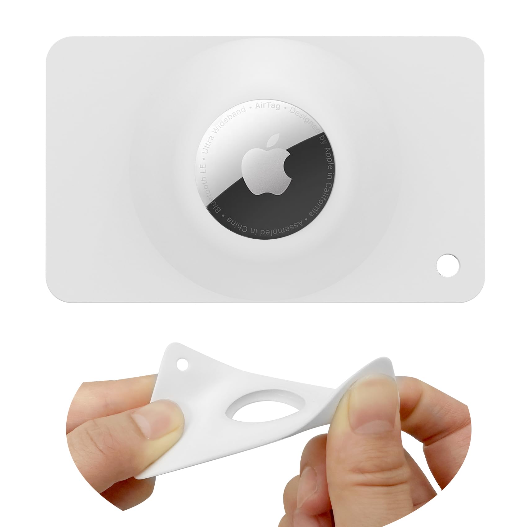 Qyqa Ultra Airtag Holder Wallet Card,Slim Air Tag Card,Airtags Card Case For Wallet,Purse,Handbag,Clutch,Backpack,Pocket,(White,