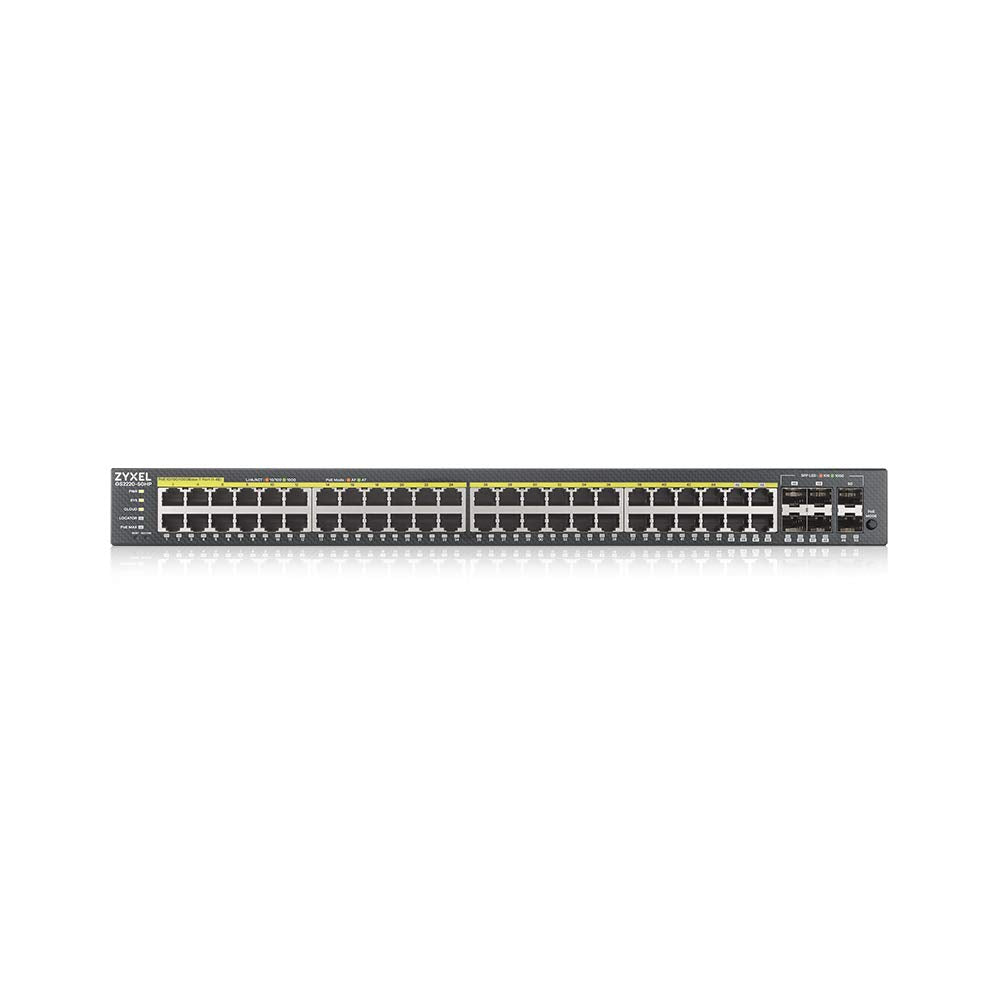 Zyxel 44 Port Gigabit Ethernet Layer 2 Managed Poe+ Switch With 375 Watt Budget And 4 Gigabit Combo Ports + 2 Sfp And Hybrid Clo