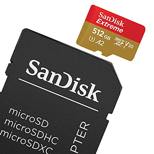 Sandisk 512Gb Extreme Uhs I Microsdxc Memory Card With Sd Adapter 160Mbs Read 90Mbs Write V30 A2