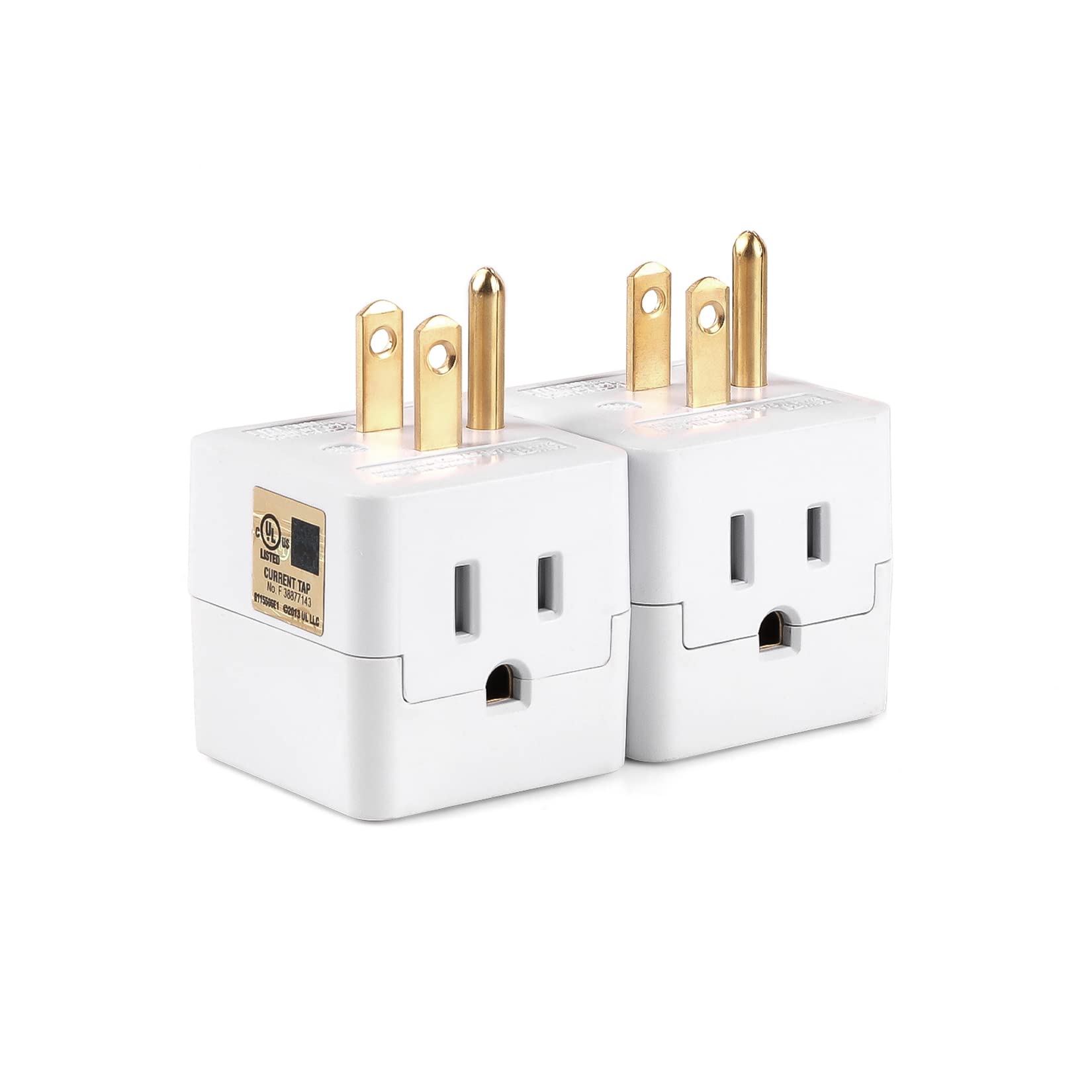 3 Outlet Wall Adapter Cube Tap, Ul Listed 3 Prong Grounded Plug Extender,125V, 1875W   3 Way Multi Outlet Wall Plug,Power Outlet