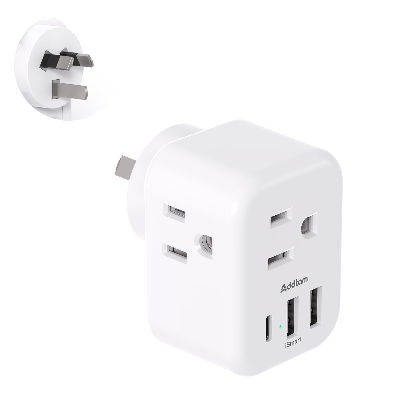 Australia New Zealand Power Plug Adapter, Australia Travel Adapter With 3 American Outlets 3 Usb Charging Ports (1 Usb C), Type