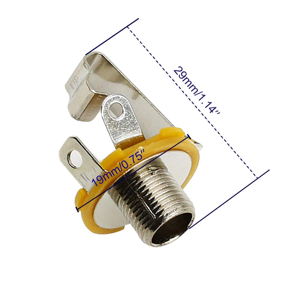 Luomorgo 6.35Mm/0.25 Inch Long Mono Input Jack Socket For Electric Guitar Bass 20Pcs