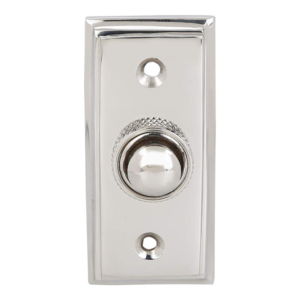 Wired Brass Doorbell Chime Push Button In Polished Nickel Finish Vintage Decorative Door Bell With Easy Installation, 2 9/16'' X