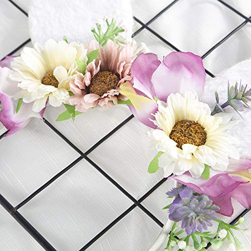 Lddcx Easter Bunny Ear Headband Crown Garland Flower Birthday Headwear Rabbit Cosplay Photography Prop.(Ldz50) (A)
