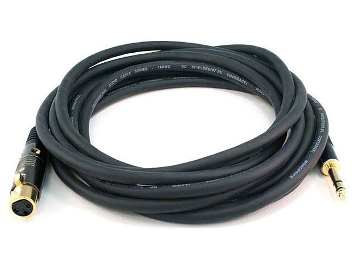 Monoprice 104774 50 Feet Premier Series Xlr Female To 1/4 Inch Trs Male 16Awg Cable Black
