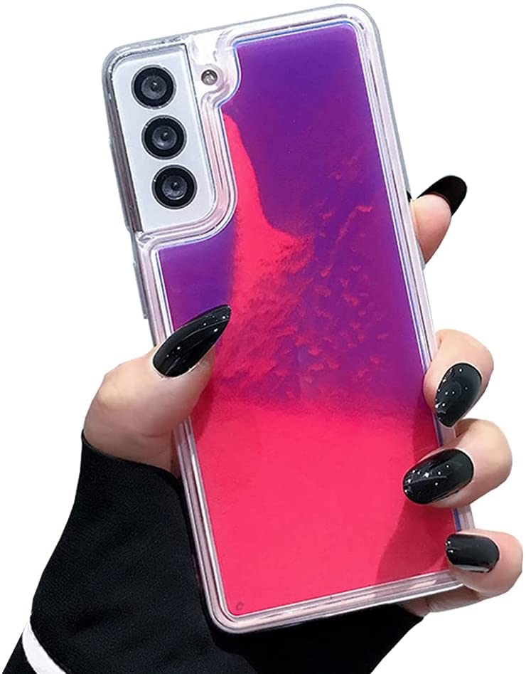 Yatchen Liquid Fluorescent Case For Samsung Galaxy A52 5G,Luxury Fun Glow In The Darkness Quicksand Clear Soft Tpu Back Cover Lu