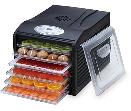 Samson Silent Dehydrator 6-Tray With With Digital Timer And Temperature Control For Fruit, Vegetables, Beef Jerky, Herbs, Dog Treats, Fruit Leathers And More