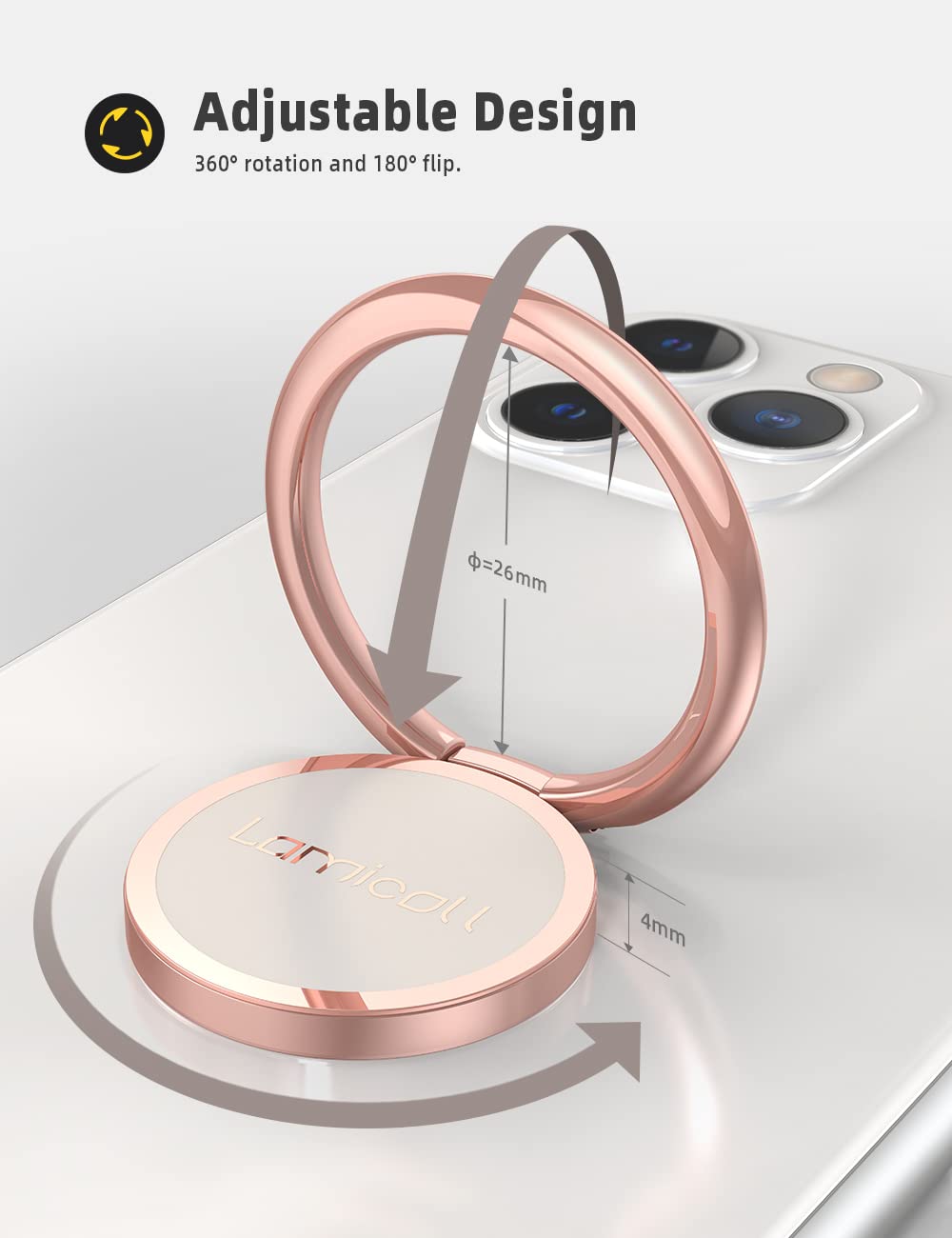 Phone Ring Holder, Lamicall Finger Ring Stand : Universal Cell Phone Cradle Kickstand Compatible With Iphon 12 11 Pro Xs Max Xr