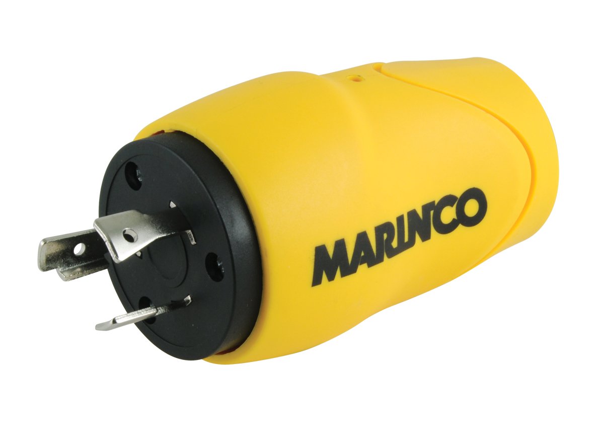 Marinco S20 15 Straight Adapter, 20A 125V Male To 15A 125V Female,Yellow