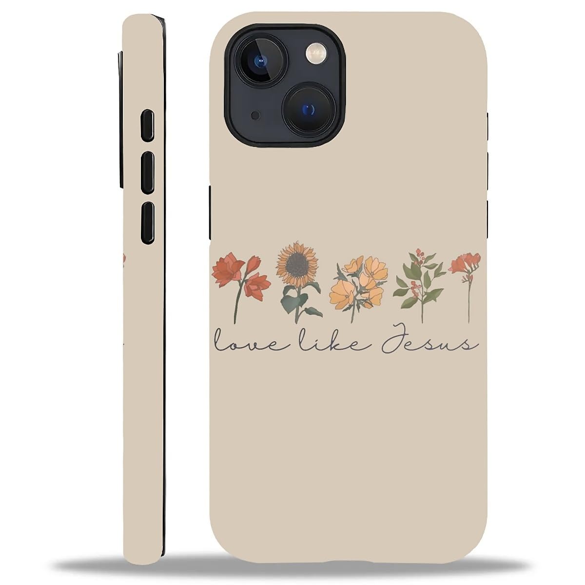 WANKBLC Compatible with iPhone 15 Plus Matte Case, Love Like Jesus Religious Faith Flower Pattern for Girl Full Body Design Soft