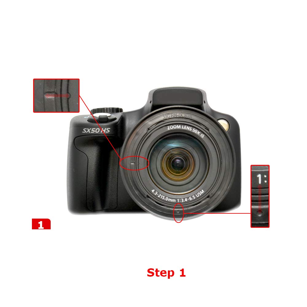 JJC RN-DC67A 67mm Lens Filter Adapter Ring for Canon PowerShot SX70 HS, SX60 HS, SX50 HS, SX540 HS, SX530 HS Cameras, ABS Plastic