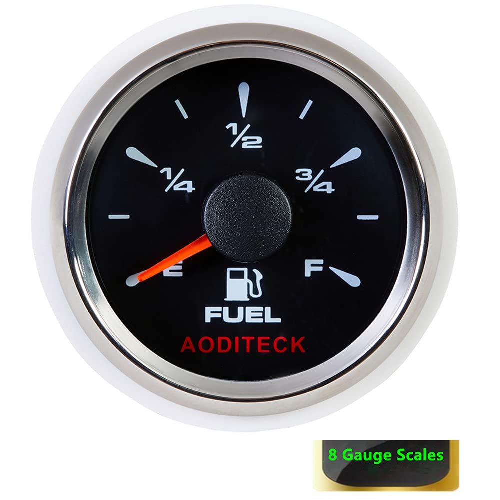 Aoditeck 8 Scale Black Fuel Gauge Marine For Boat Vehicles Rv Car Truck Oil Automotive Replacement Gauge Aftermarket Fuel Level