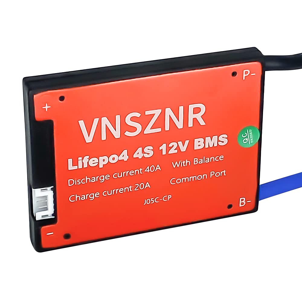 Vnsznr Lifepo4 Bms 4S 12V 40A Lithium Iron Phosphate Battery Management System Pcb Protection Board With Balance Leads Wires For