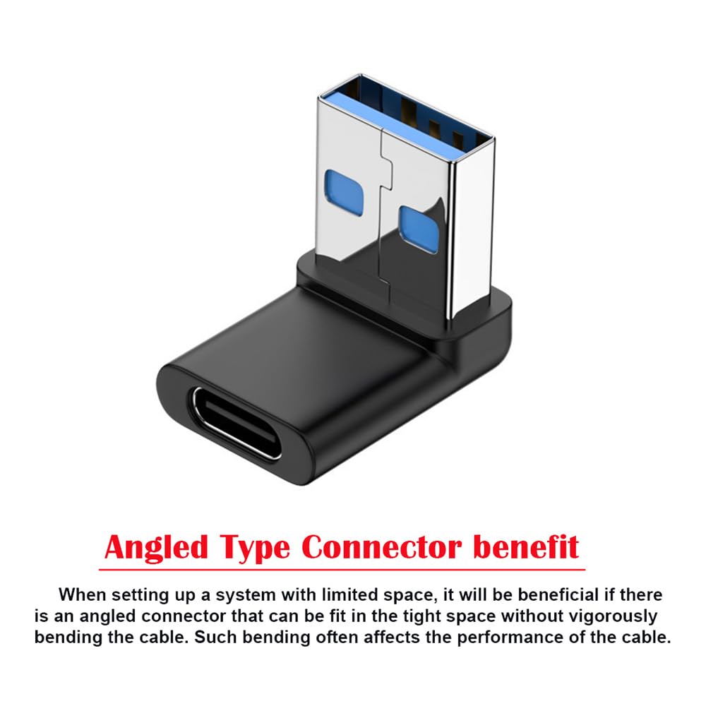 Nfhk Usb C Type C Female 90 Degree Down Angled To Usb 3.0 A Male Data Adapter For Laptop Desktop