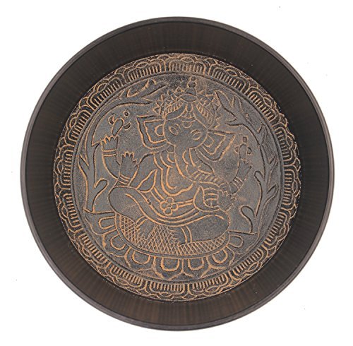 Dharmaobjects Tibetan Meditation Om Ganesh Singing Bowl Mallet Mat Cushion Set (8 Inches)