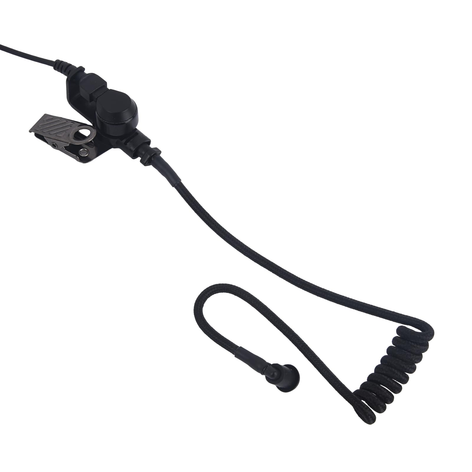 Pdflie Braided Knitted Woven Fabric Fiber Coil Tube Replacement For Walkie Talkie Radio Acoustic Earpiece Headset (Pure Black Wi