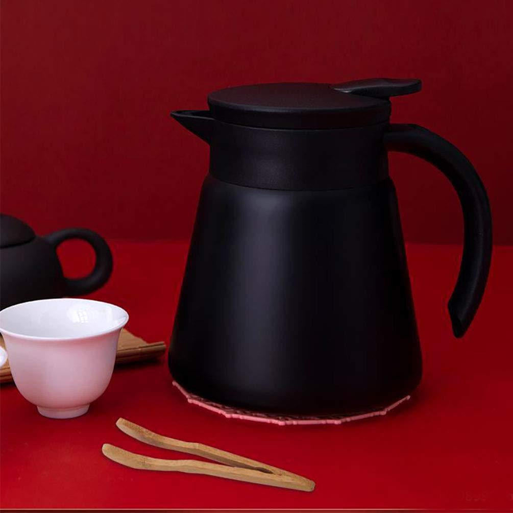 Goeielewe Thermal Coffee Carafe Tea Pot 20 Oz Stainless Steel Insulation Pot Double Wall Vacuum Insulated Coffee Water & Beverage Dispenser (Black)