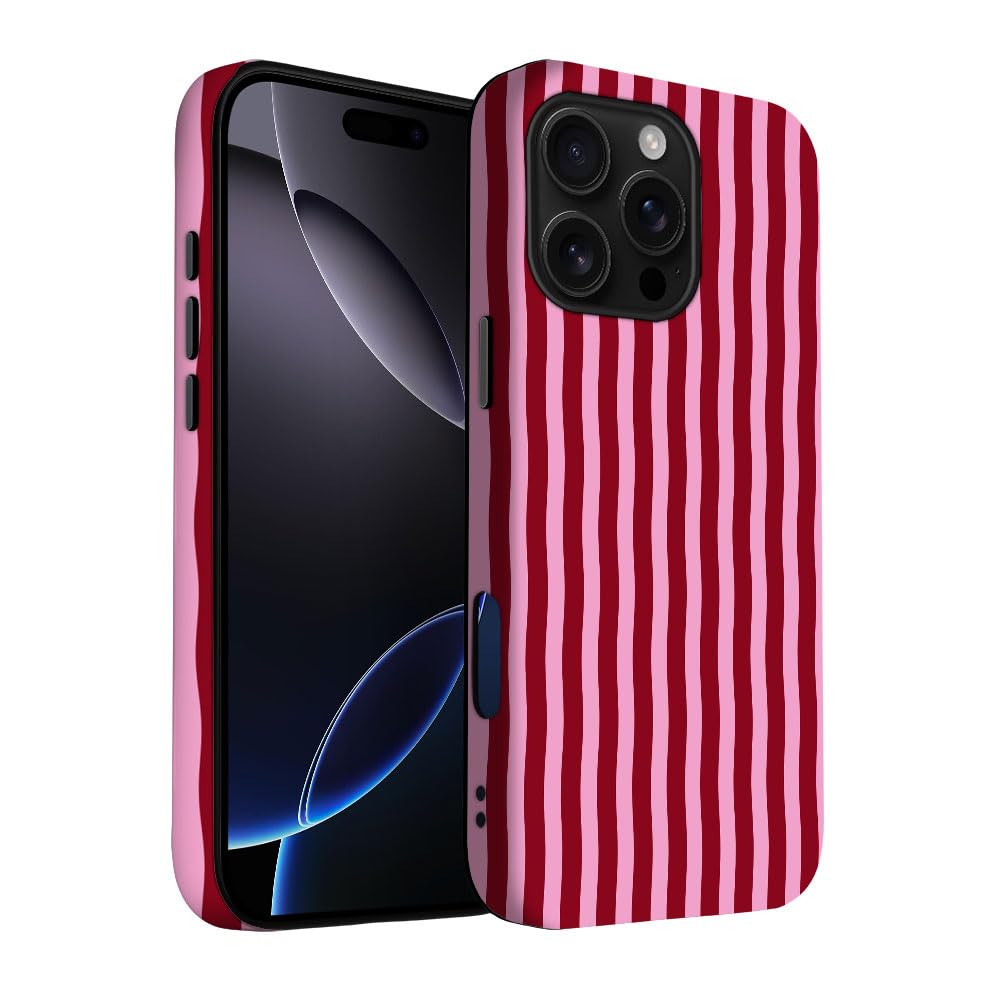 Yuzbira for iPhone 16 Pro Max Case | Red Stripes | Slim Drop Protection Design
