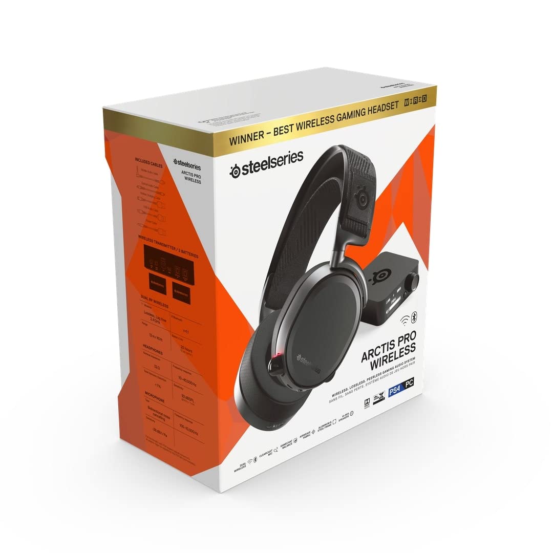 Steelseries Arctis Pro Wireless   Gaming Headset   Hi Res Speaker Drivers   Dual Wireless (2.4G & Bluetooth)   Dual Battery Syst