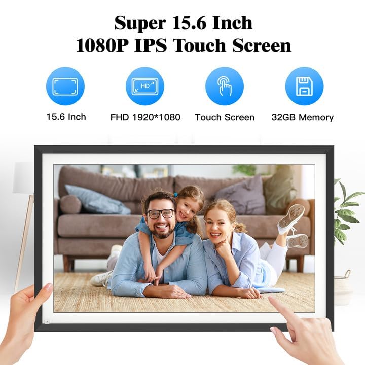 15.6 Inch Digital Picture Frame Wifi Photo Frame   Smart Large Digital Frame 32Gb, Touch Screen, Instantly Share Video Photo By