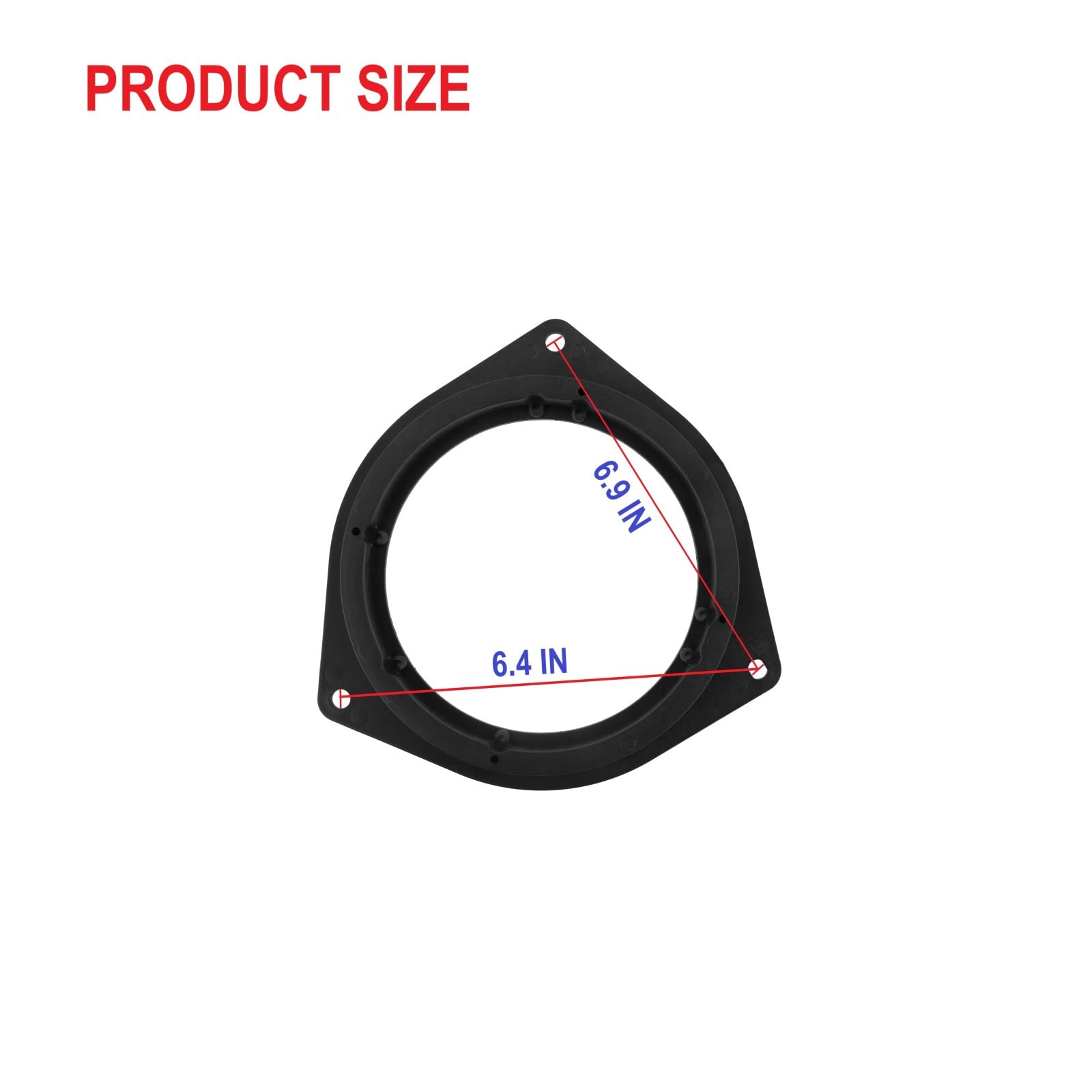 6.5' Car Speaker Spacers Adapter (2Pcs) Fits For Toyota Crown Reiz, Plastic Black Mounting Spacer Adaptor Ring