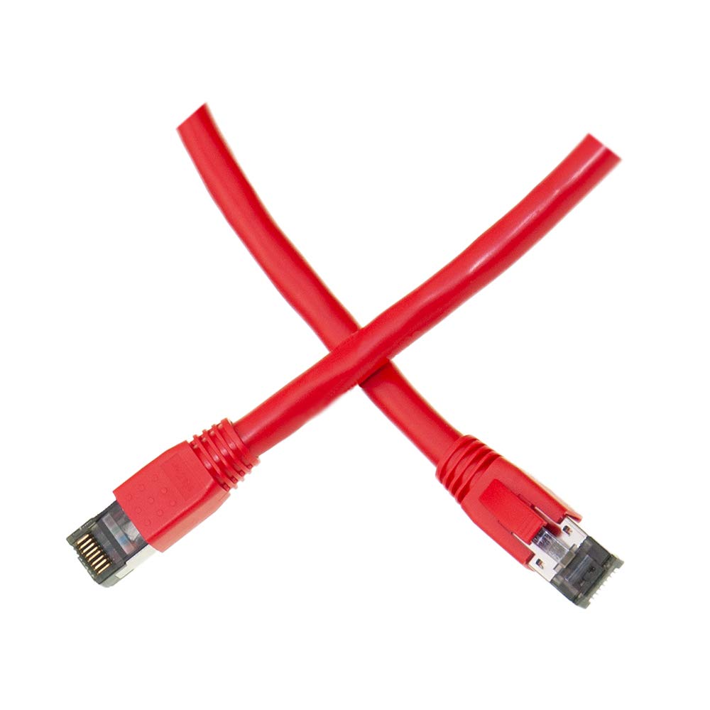 CableWholesale Cat8 S/FTP Ethernet Patch Cable, Boot, 40Gbps   2000MHz, 4 Pair 24AWG Stranded Pure Copper, RJ45 Shielded Gold Plate Connector Male Internet Patch Cable, Red, 50 Foot