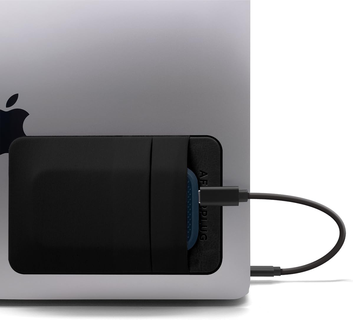 Afterplug 2 Pocket Adhesive Pouch For Laptop, Compatible With External Portable Ssd, Magic Mouse, Usb Cable And More   Black