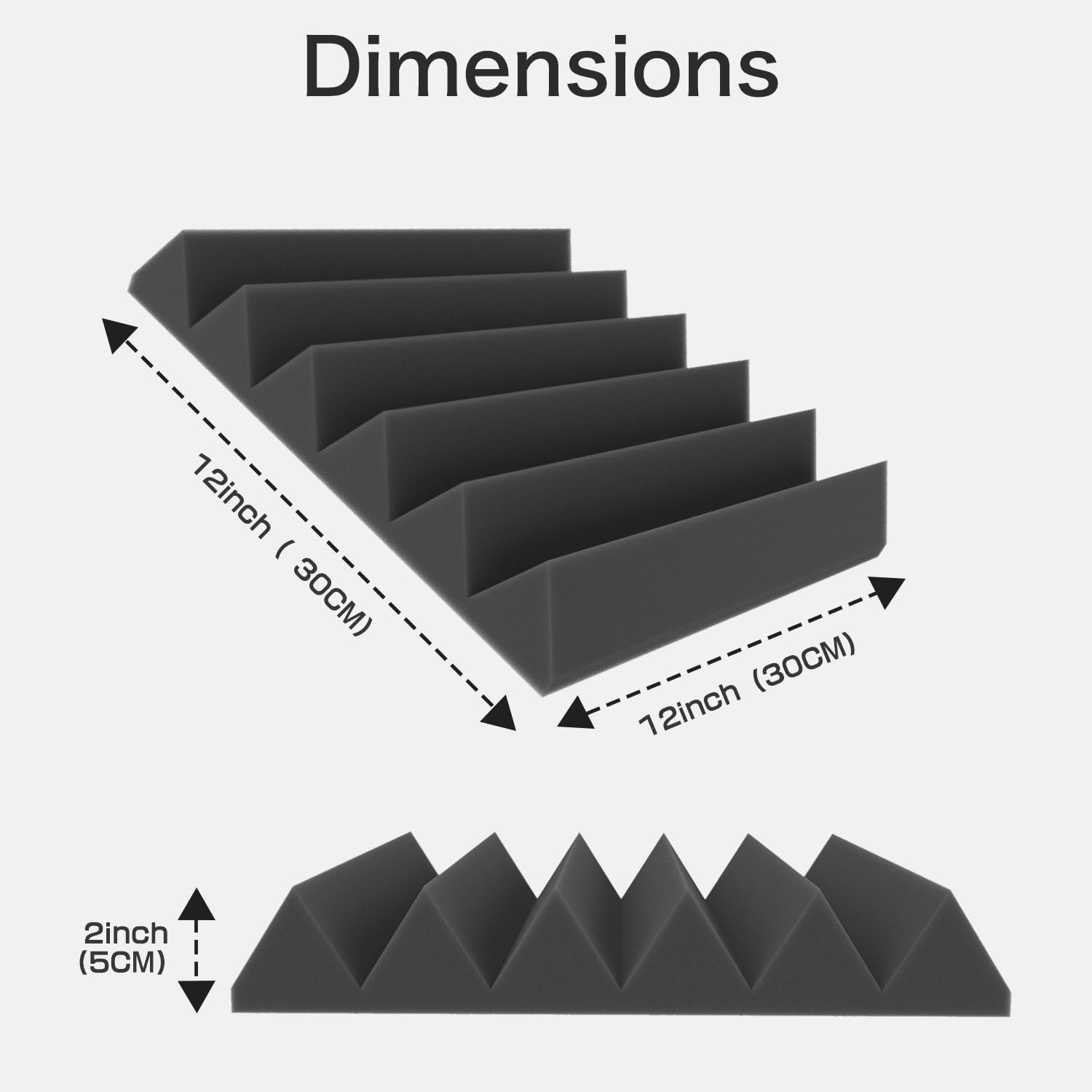 Jber 24Pack Sound Proof Foam Panels, 2'' X 12'' X 12'' Self Adhesive Acoustic Wall Paddings For Home Office Studios (Black)