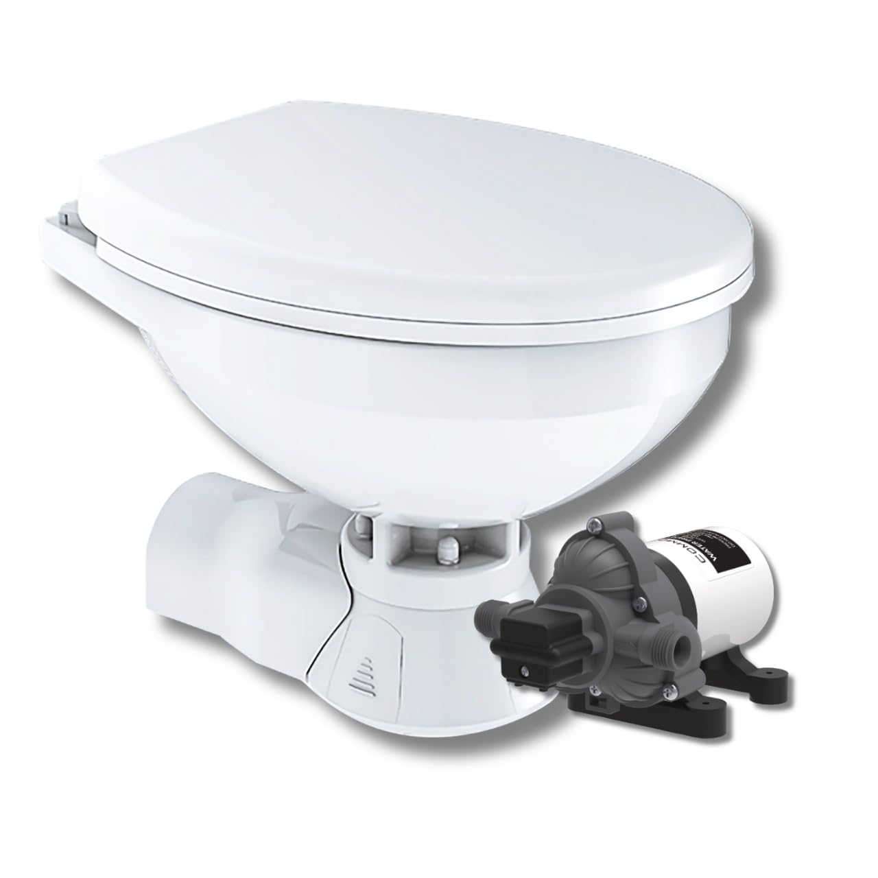 Commodore Quiet Flush Electric Toilet - Rear Macerator - Raw Water Pump - Regular Size,WBHDWB0DPXTL4GP